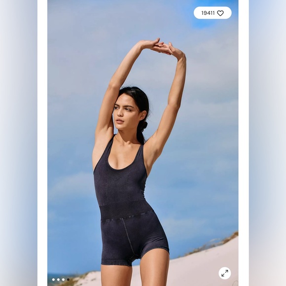 Free People Good Karma Runsie Washed Black XS/S - Picture 2 of 7